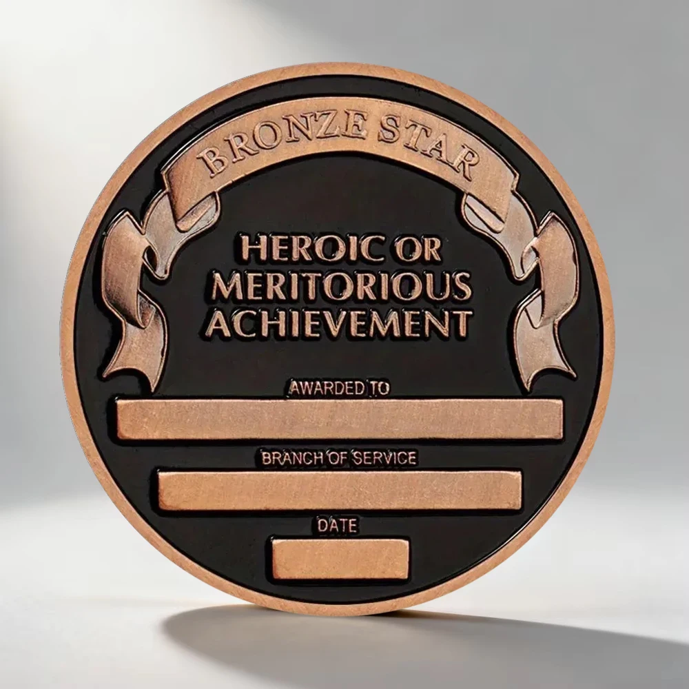 American Honor Star Bronze Plated Souvenir Coin Veteran Heroic or Meritorious Achievement Collection Coin