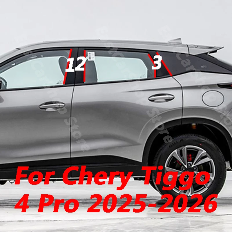 

For Chery Tiggo 4 Pro 2025 2026 Car Middle Column PC Window Trims Decoration B C Pillar Strip Sticker Cover Accessories
