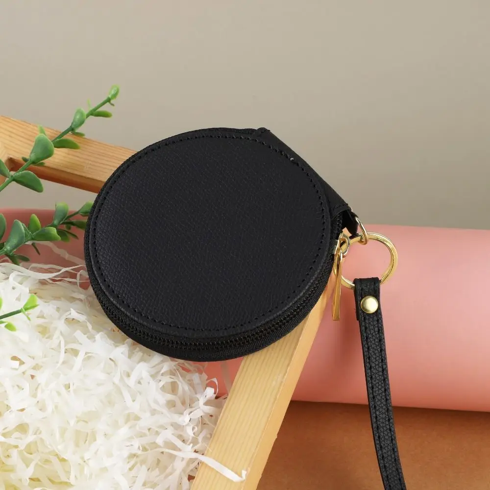 PU Leather PU Leather Coin Purse Bag Pendant Keychain Korean Style Round Wallet Earphone Bag Zipper Small Storage Bag