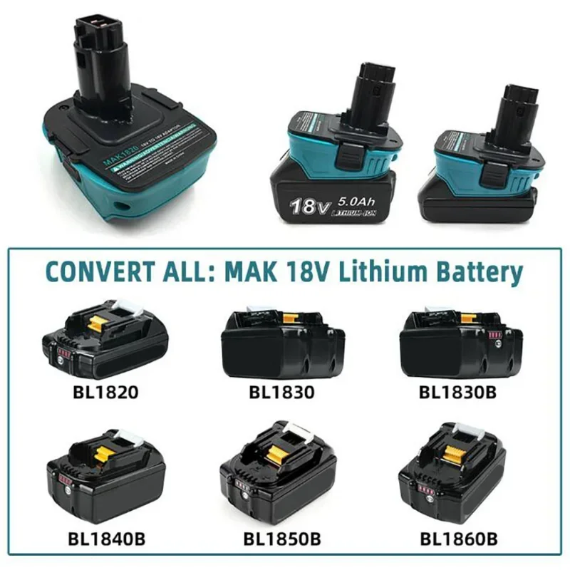 Imagem -03 - Adaptador Mt20dl para Makita Mt20bsl Mt20ml Mt20mn Mt20rnl Mak1820 18v Li-ion Bateria Bl1830 Milwaukee Bosch Dewalt Ferramenta Ryobi