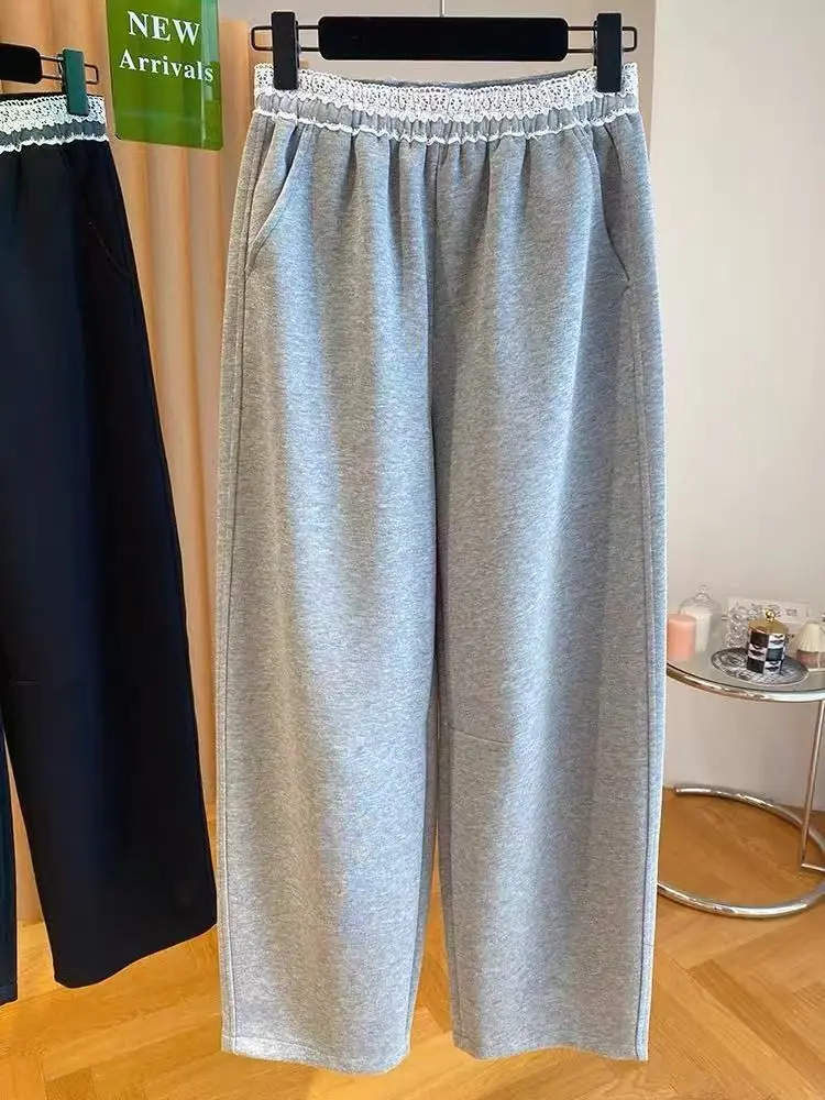 ارتفاع الخصر ey الدانتيل الربط سراويل تقليدية الرجال فضفاضة تناسب مستقيم الساق السراويل الخريف تصميم الإحساس تنوعا التخسيس طويلة... #1