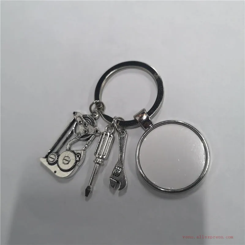 

sublimation blank dad Mechanics ball keychains key ring consumables 25pcs/lot