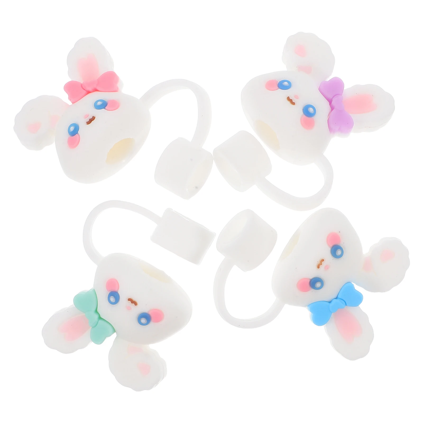 

4 Pcs Bunny Straw Hat Holiday Drinking Cover Can Covers Dust-proof Cartoon Silicone Cap Dustproof Topper Silica Gel