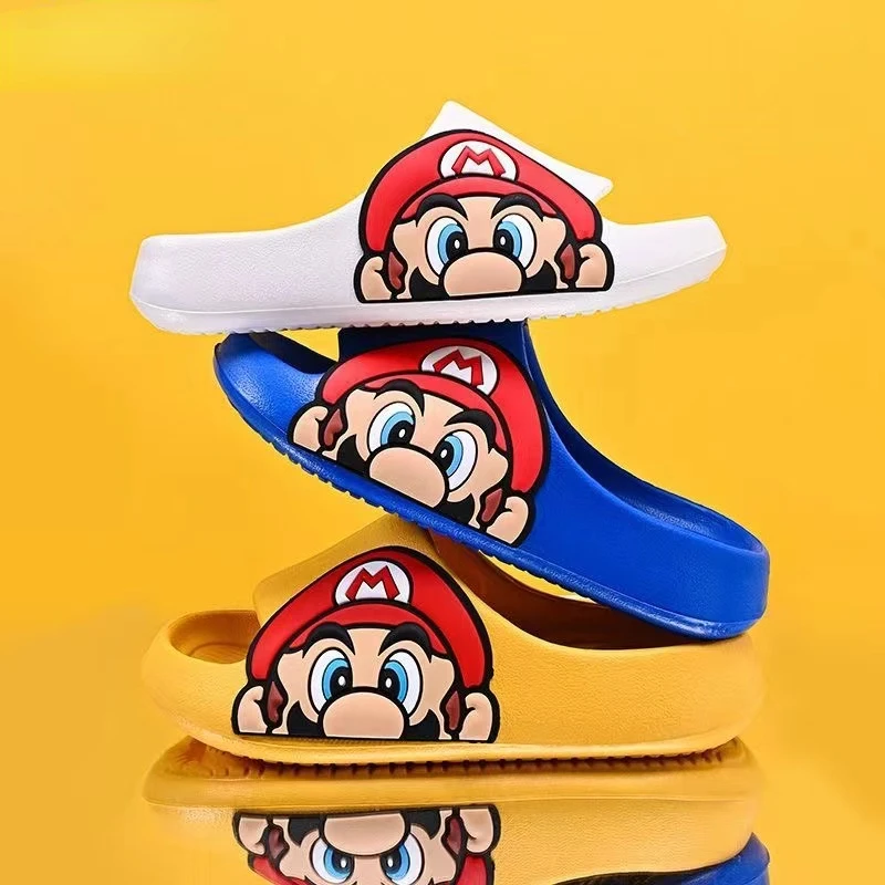 Super Mario Zomer Cartoon Leuke Strandschoenen Voor Jongens En Meisjes Badkamer Antislip Schoenen Voor Bovenkleding Cartoon Foto Slippers