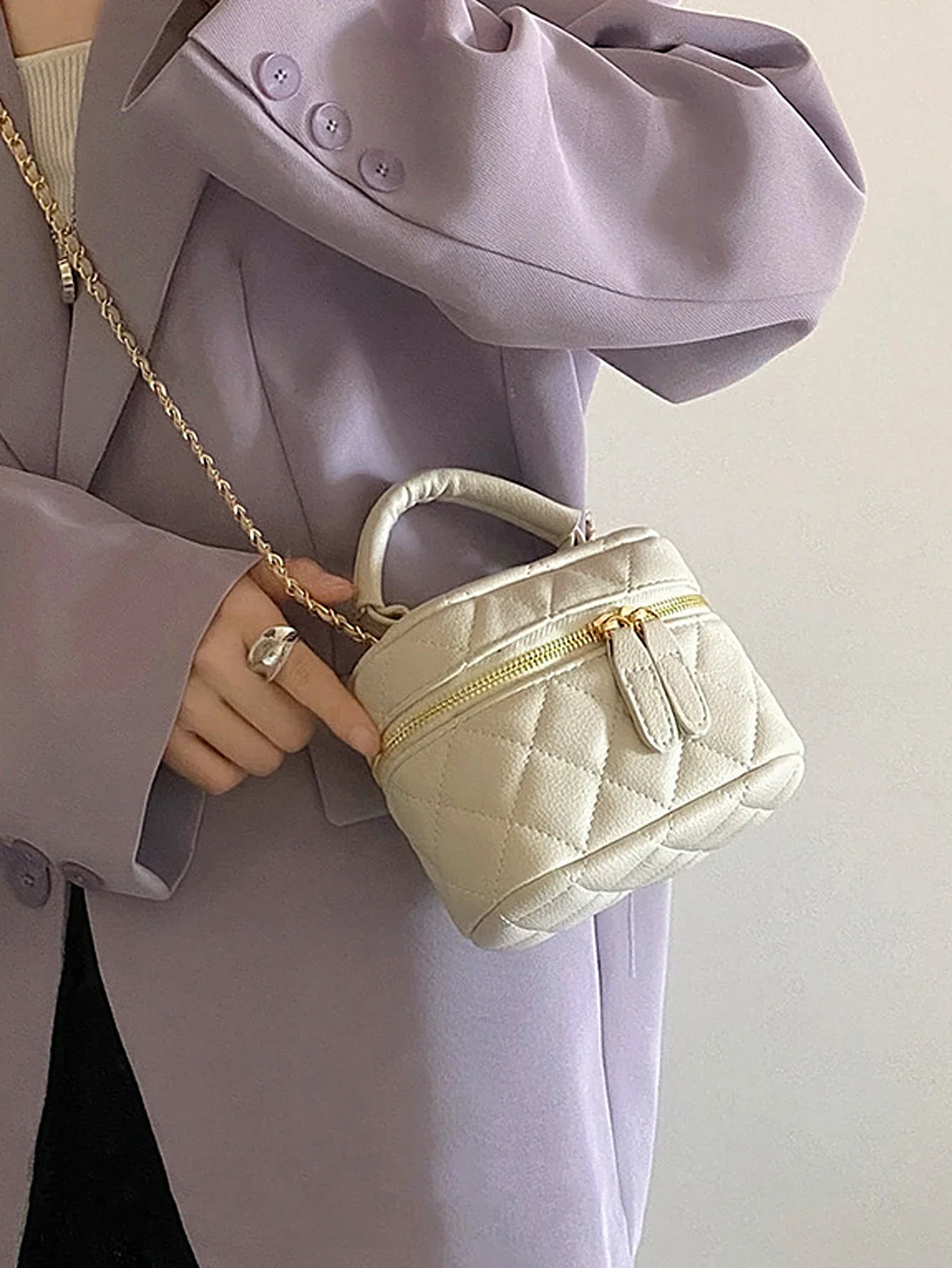 Bolsa de couro PU para mulheres, mini bolsa com cadena e diamante, alta qualidade, moda feminina