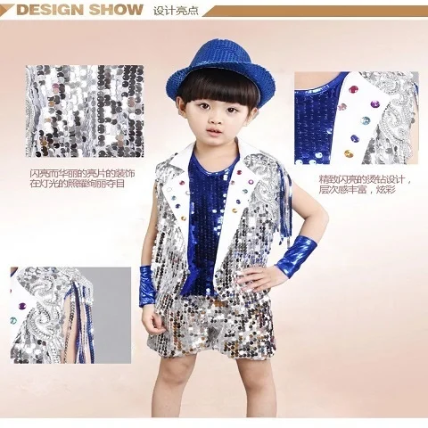 Children\'s Jazz Dance Performance Clothing Sequins Children\'s Day Dance Clothing Male and Female Hip Hop Student Street Dance