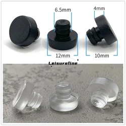 50pcs Glass Table Top Bumpers with Stem φ12*6.5mm Transparent Black Furniture Hole Plug Embedded Rubber Feet Pad Fasteners Screw