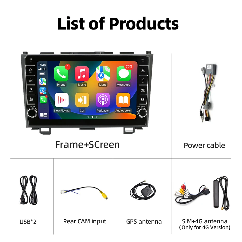 Jodofo Android 13 Carplay For Honda CR-V 3 RE CRV 2007-2011 Autoradio Multimedia Android Auto Wireless 2Din Car Radio Video wifi