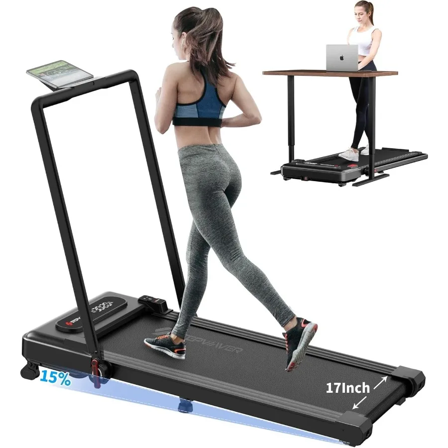 Большая прогулочная площадка с ручкой, расширенный беговой ремень 17 дюймов, беговая дорожка с наклоном 15%, 7,6 миль в час, беговая дорожка мощностью 3,0 л.с.