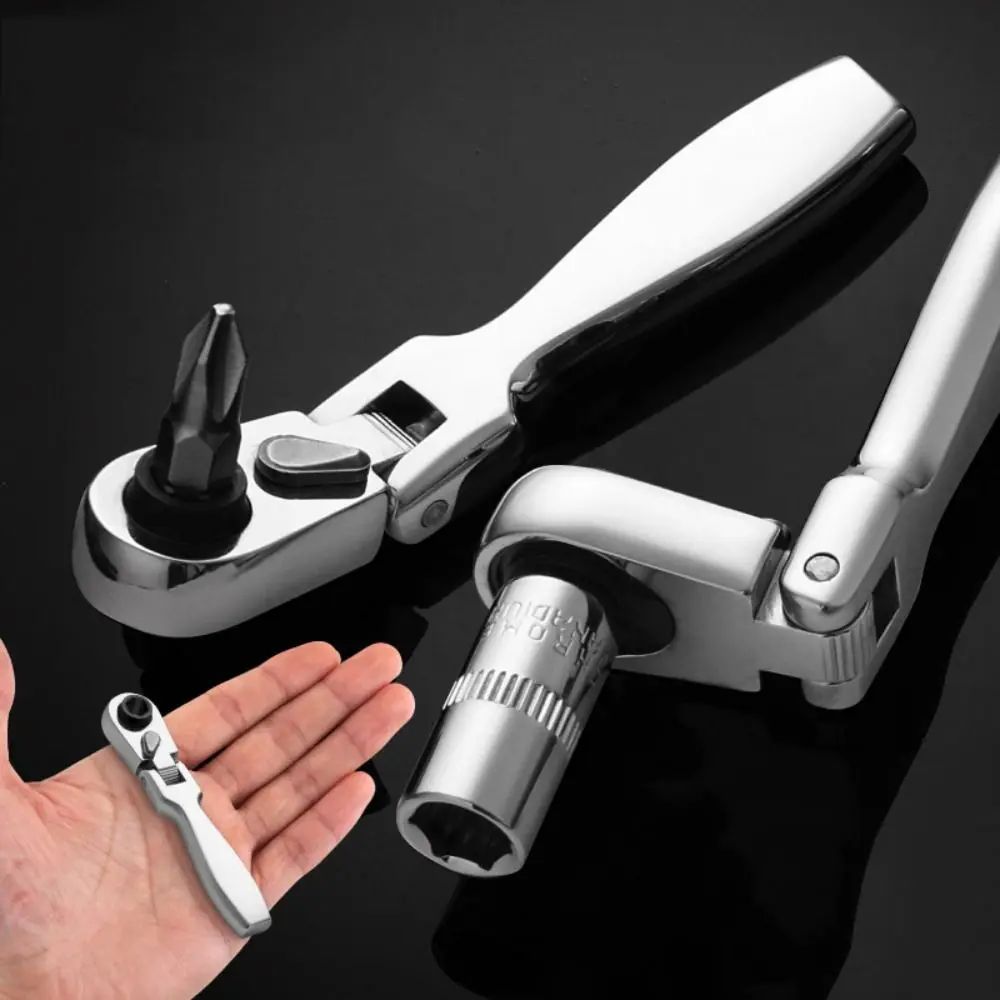 

2 in 1 Mini Ratchet Wrench Set Mini 180° Angle Adjustable Ratchet Wrench Precision Movable Head Ratchet Wrench Socket Spanner