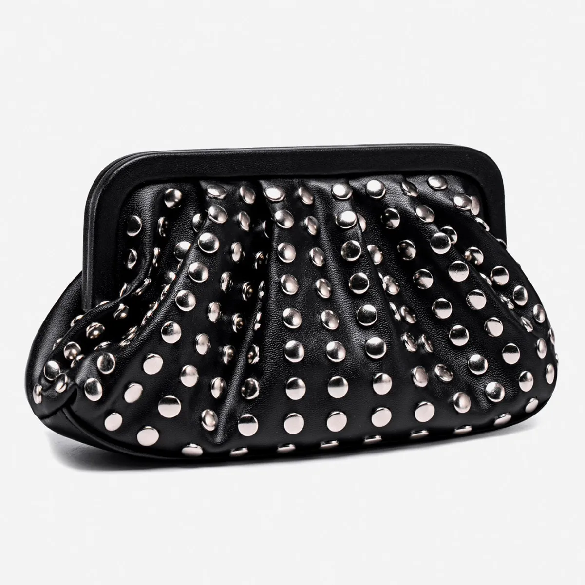 

Vintage Artificial Leather Rivet Clutch Bag, Black Bag for Women, Large Capacity Women Purse