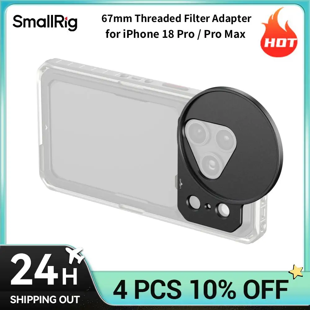 SmallRig 67-mm-Gewindefilteradapter für iPhone 18 Pro / Pro Max Käfige, Legierungs-VND-Filteradapter für Fotografie 6906