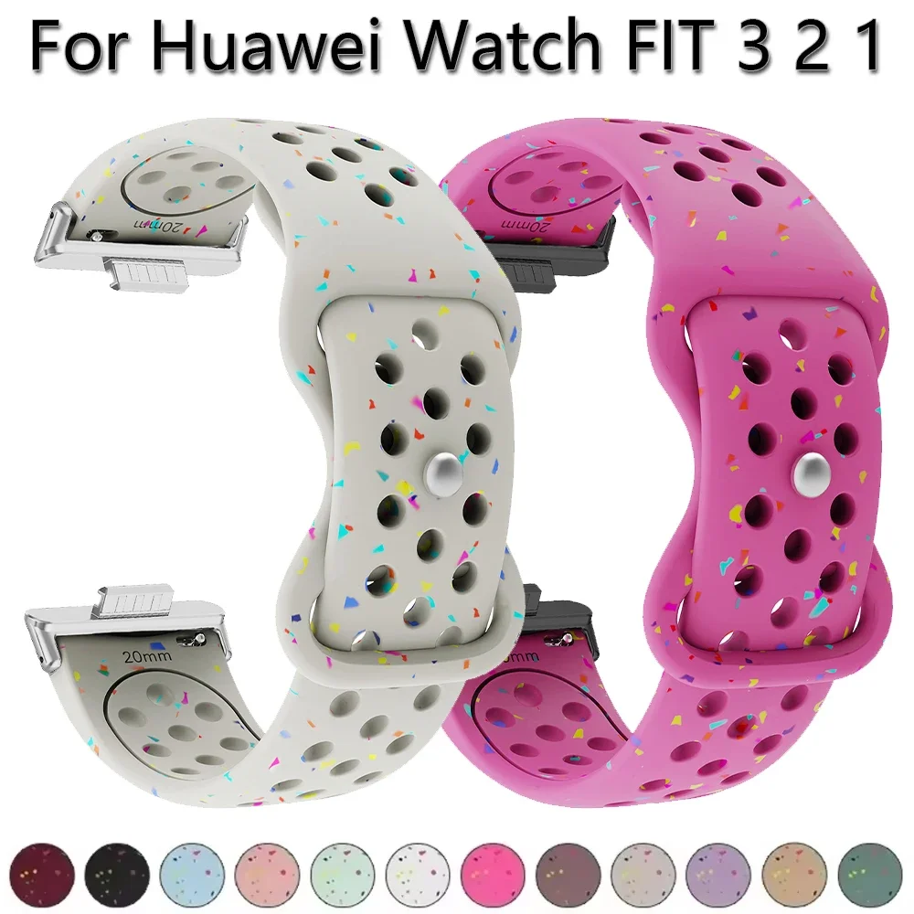 

Sport Silicone Band for Huawei Watch Fit 3 2 1 Strap Stamp Pattern Correas Soft Bracelet for Huawei Watch Fit3/2/1 Accessories