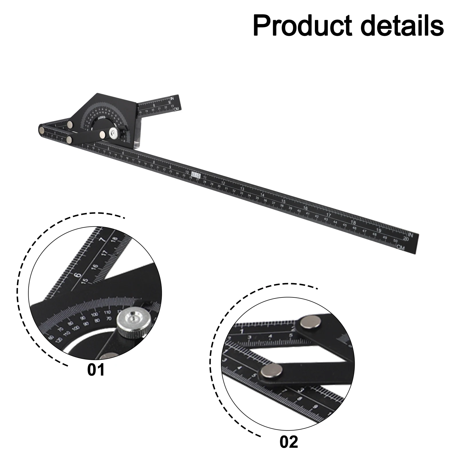 Aluminum Alloy 0-180 Degree Angle Ruler Multi-Angle Measuring Tool For Woodworking Metalworking DIY Gauge