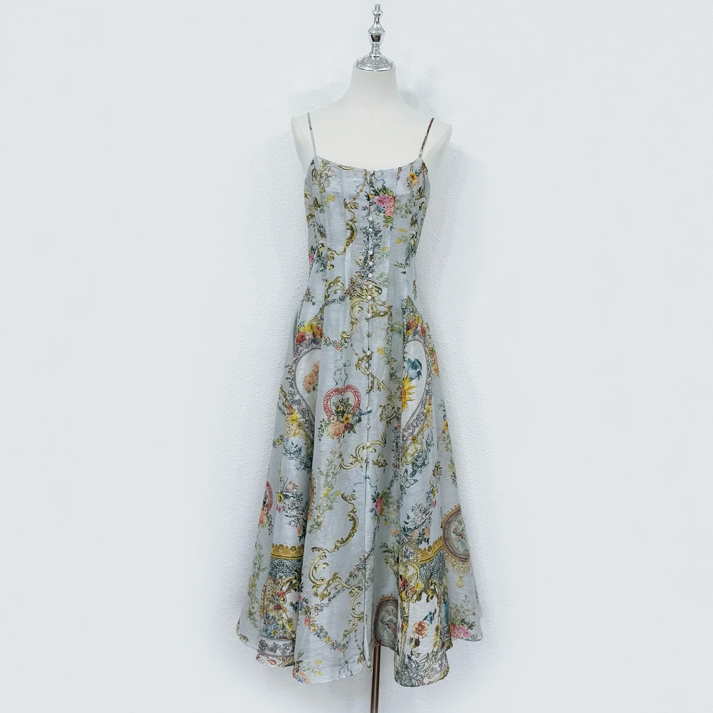 Summer Fashion Party Vintage Print Elegant Long Dress Women's Sexy Strapless High Waist Slim A-Line Lace Big Swing Dress