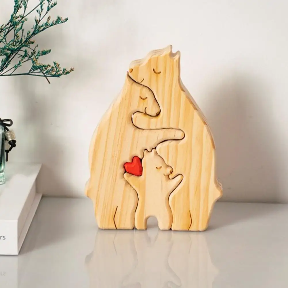 Bear Pendant Decoration Wooden Bear Ornament Custom Wooden Bear Family Puzzle with Personalized Names Unique Desktop for New