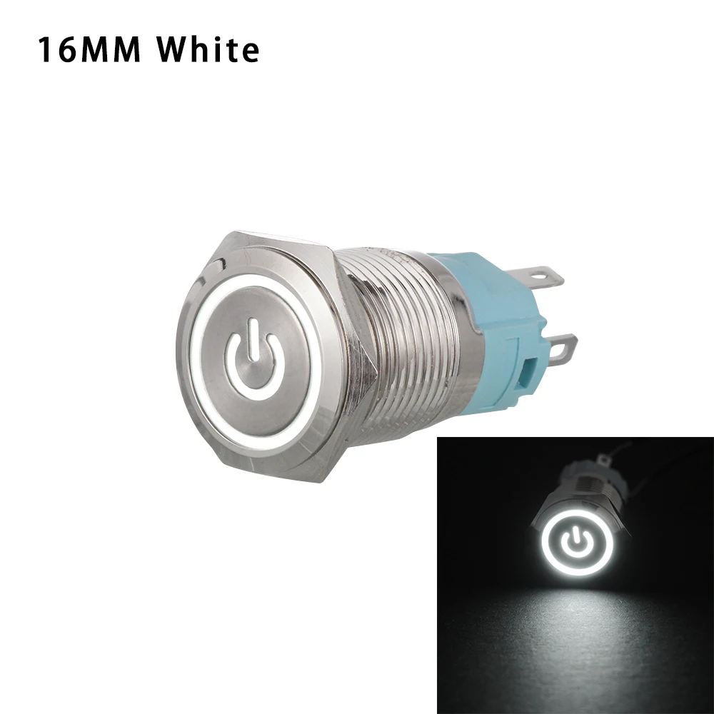 

Waterproof Metal Durable Car LED Power 16/12mm Push Button LED ON/OF Momentary Switch