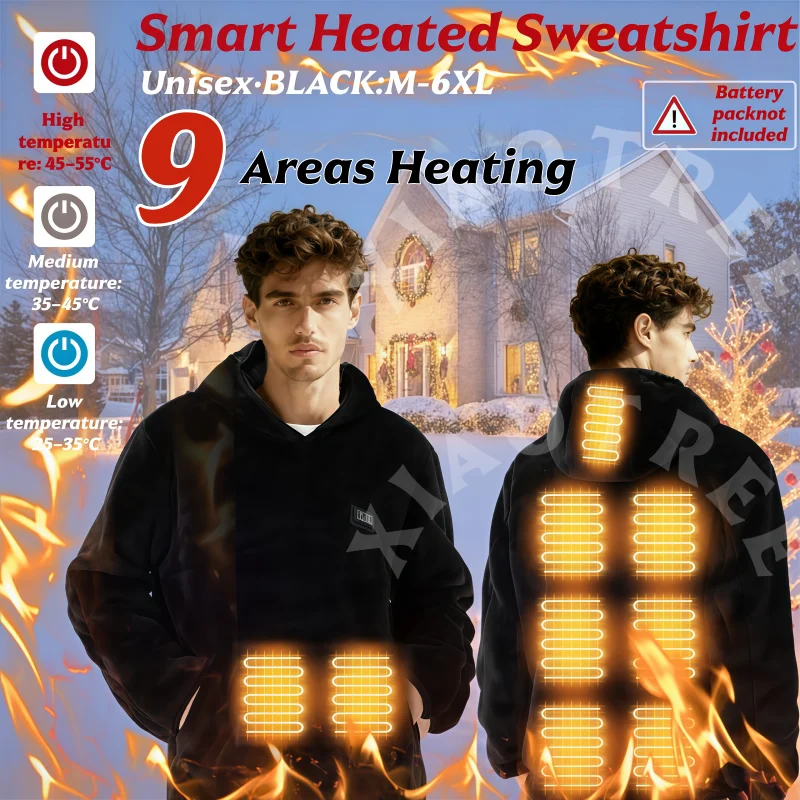 

Winter Fashion Men's New 9 Heated Jacket Warm Winter Corduroy Cotton Clothing Men's and Women's Fleece Jacket Thick