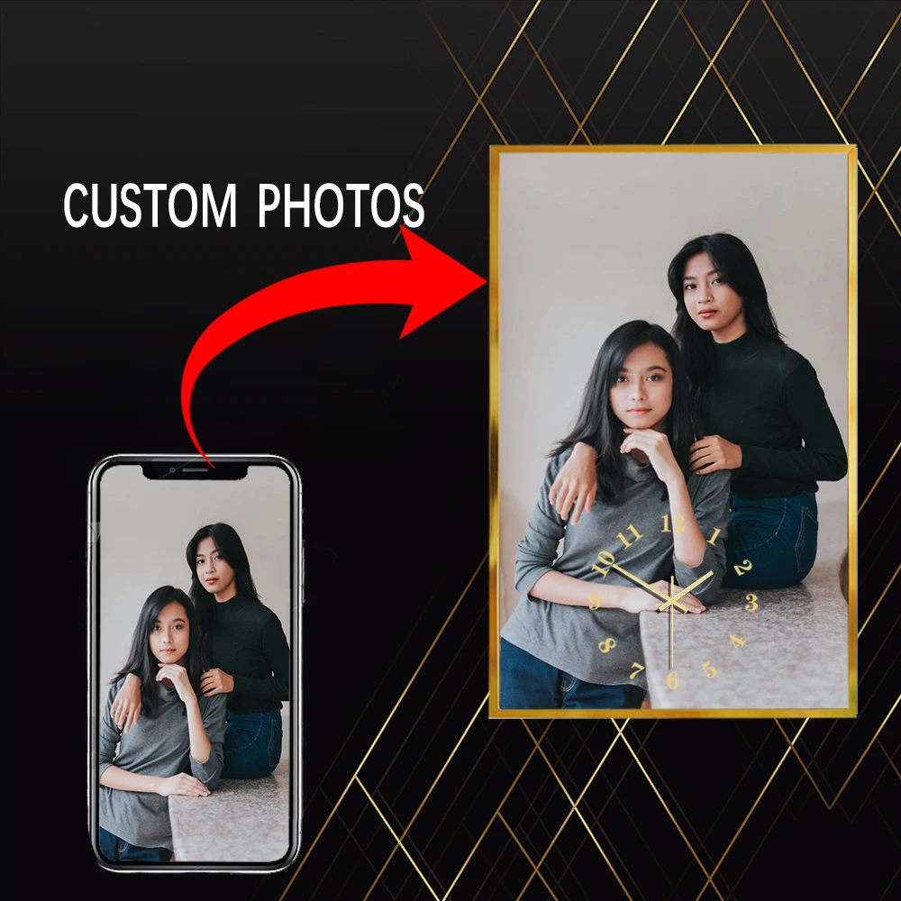 

Send Photos to Customize Art Clock Digital Wall Clock Aluminum Alloy Frame 25X40CM Tempered Glass Clock Silent Clock Family Gift