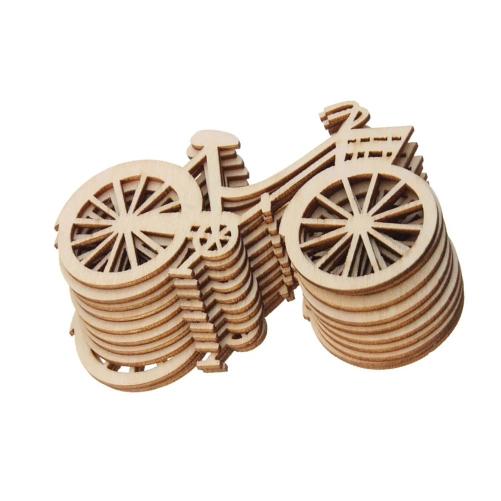 

20pcs Wood Bike Cutout Slices Laser-Cut Real Wood Veneer For Diy Crafting Wedding Party Christmas Ornament Blank Wooden Crafts