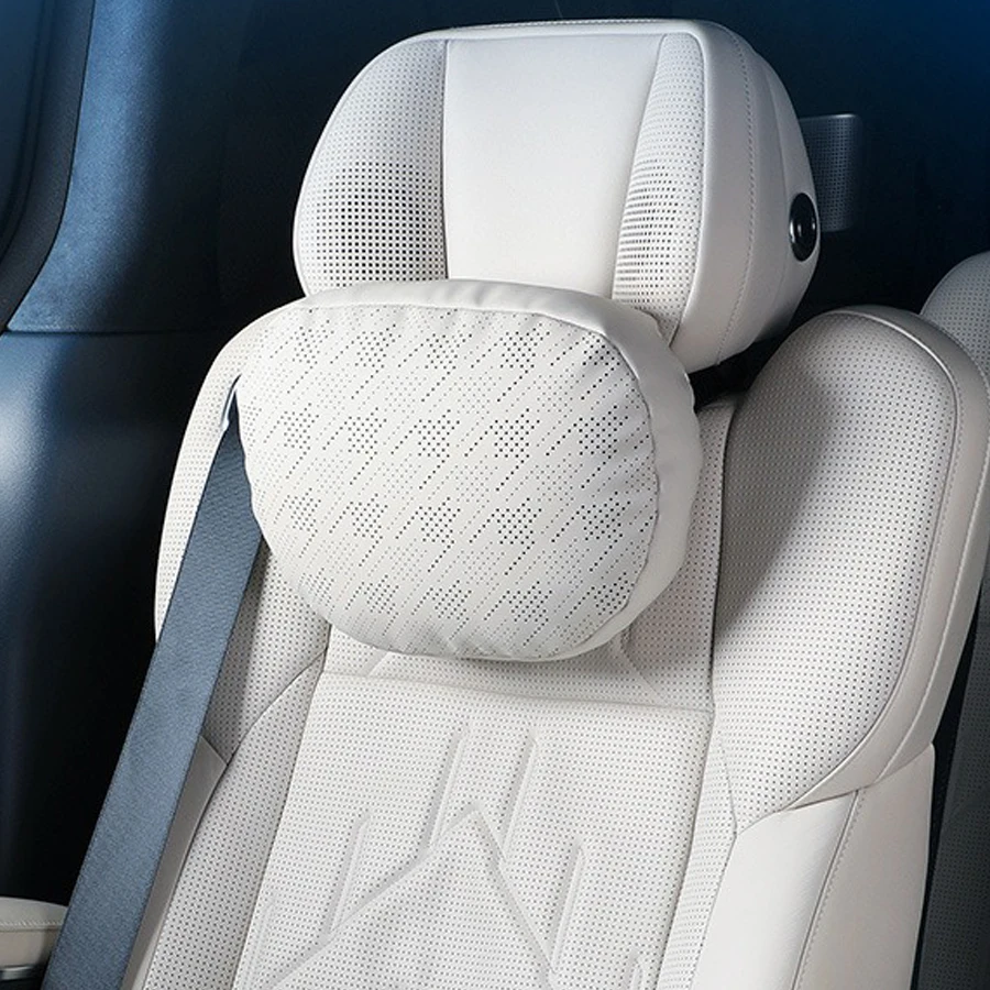 

For ZEEKR 009 Car Neck Pillow NAPPA Leather Headrest, 1PCS Breathable Non-slip Waist Support Pad pillows Car Accessories