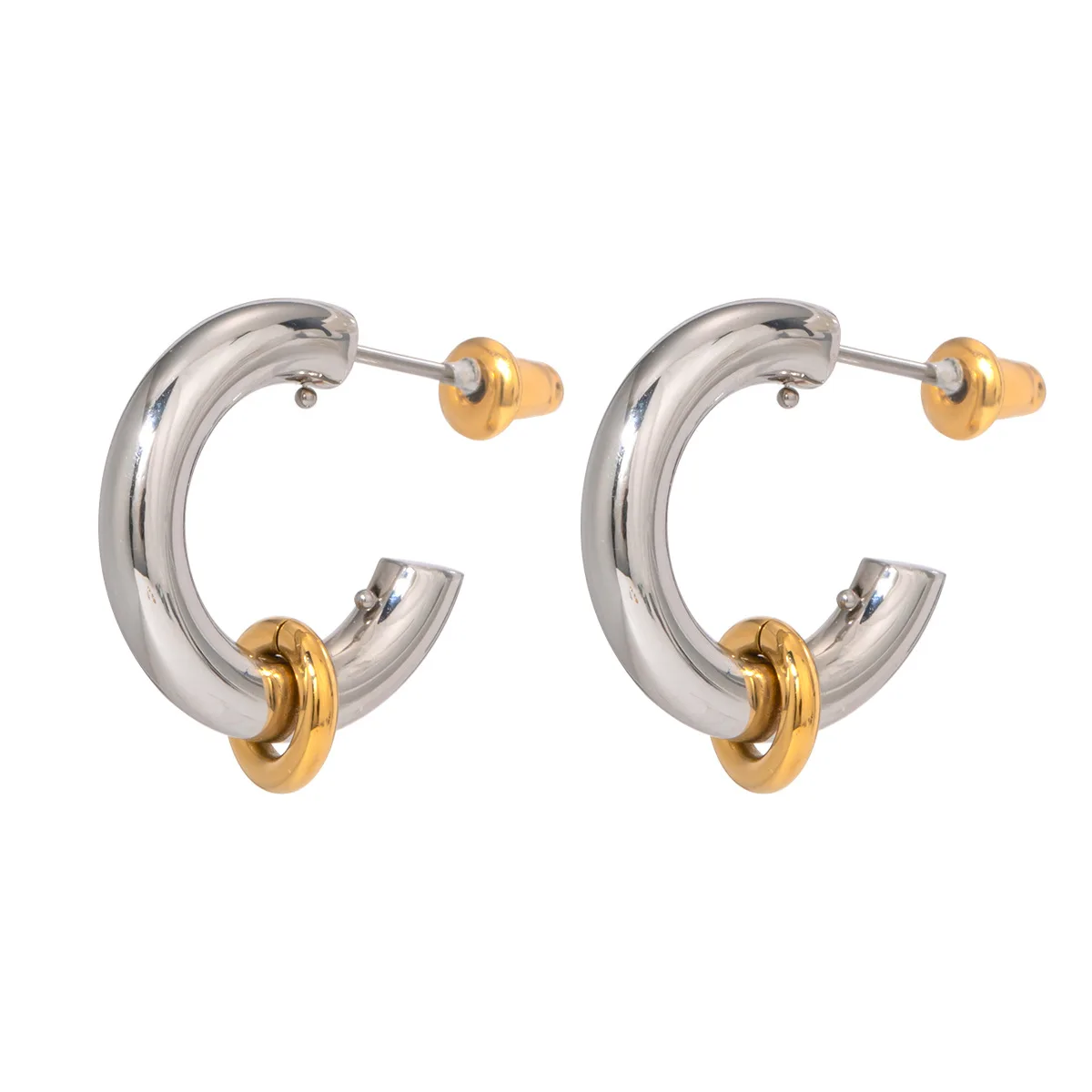 

Stainless Steel PVD 18K Gold Plated Tarnish Waterproof CC Hoop Earring For Woman Jewelry Wholesale Trendy