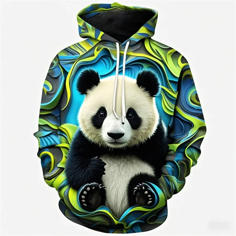 All Over Print Cute Animal Panda Graphic Hoodies For Men New In Casual Oversized Pullover Hoodie Clothes Kids Tracksuit Tops