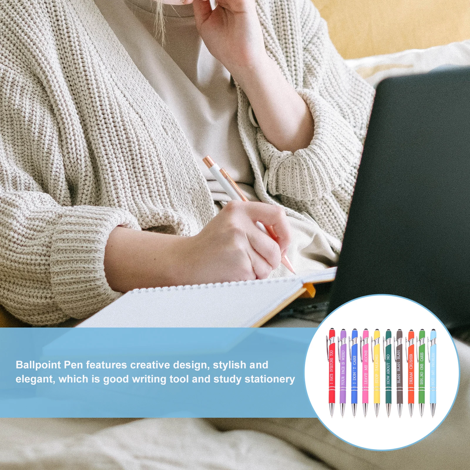 10pcs Multi-Function Ballpoint Pens Portable Writing Pens For Daily Use Office Adult Accessory Ergonomic Design Motivational