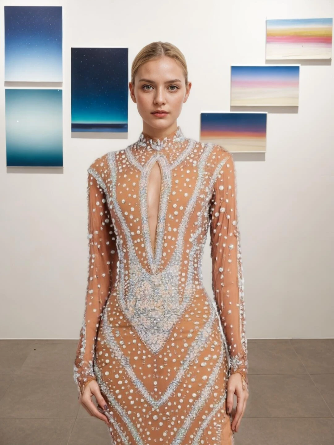 

Rhinestone Pearl Brown Mesh Hip Wrap Dress - Stage Performance Party Formal Dress Women Elegant Платье Брюки Женское Вечернее