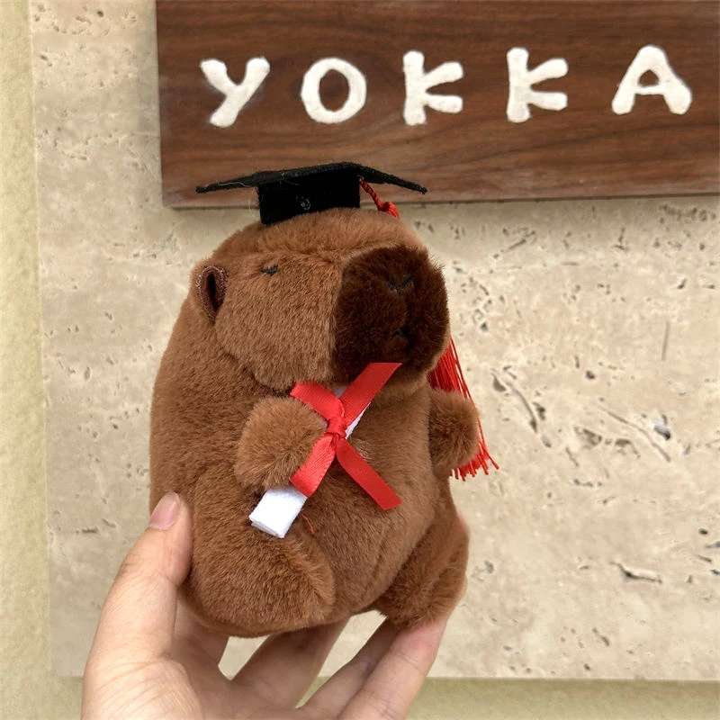 Plush Capybara Keychain Funny Stuffed Animal Capybara Doll Pendant Kawaii Backpack Decor Ornament Graduation Birthday Gift