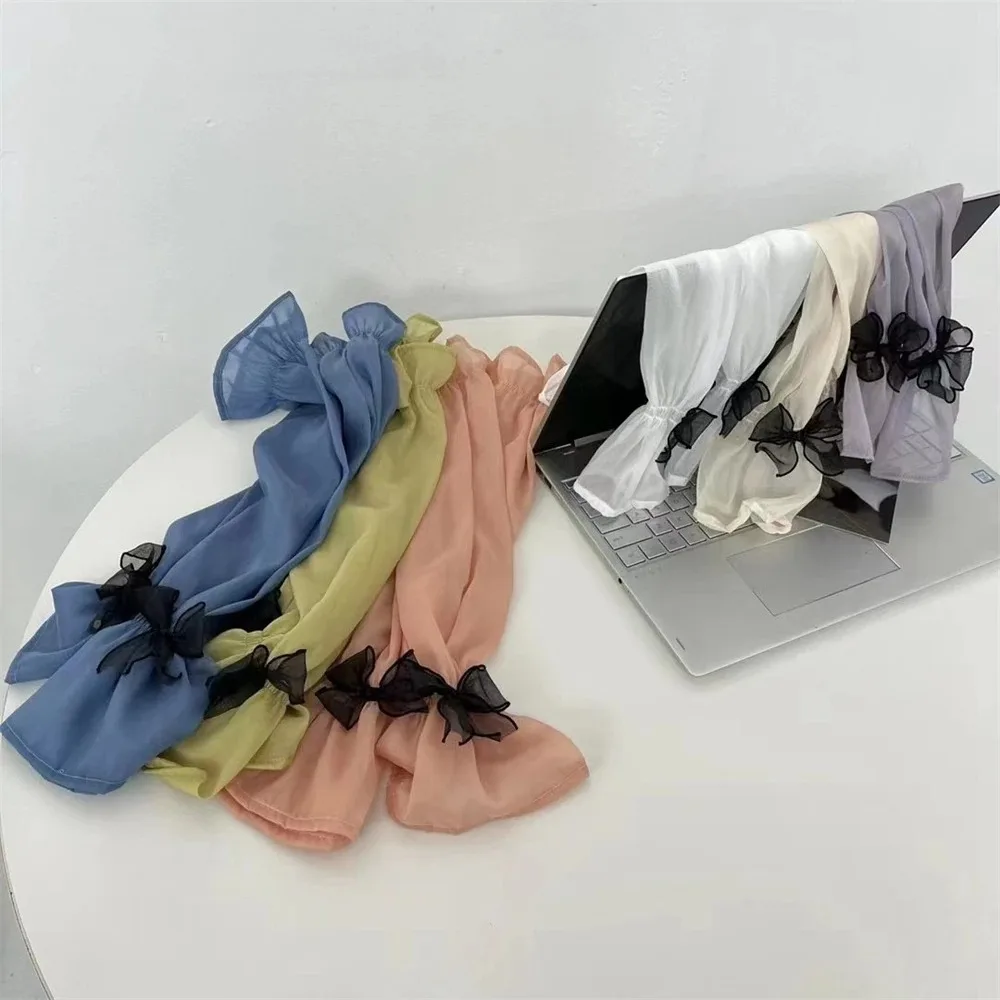 Unisex UV Protection Sun Protection Sleeves Breathable Ice Silk Bowknot Sleeves Sports Sunscreen Arm Sleeve Driving Cycling