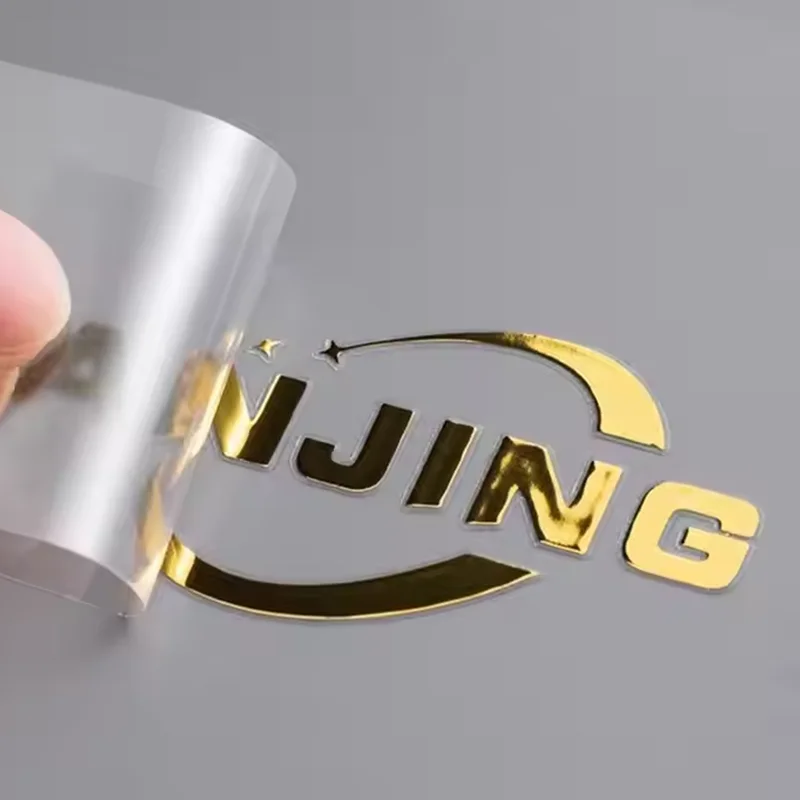 50 PCS Custom Gold DTF Transfer Sticker Company Logo Wedding Bottles Packing Bag Box Personalized Transfer Stickers