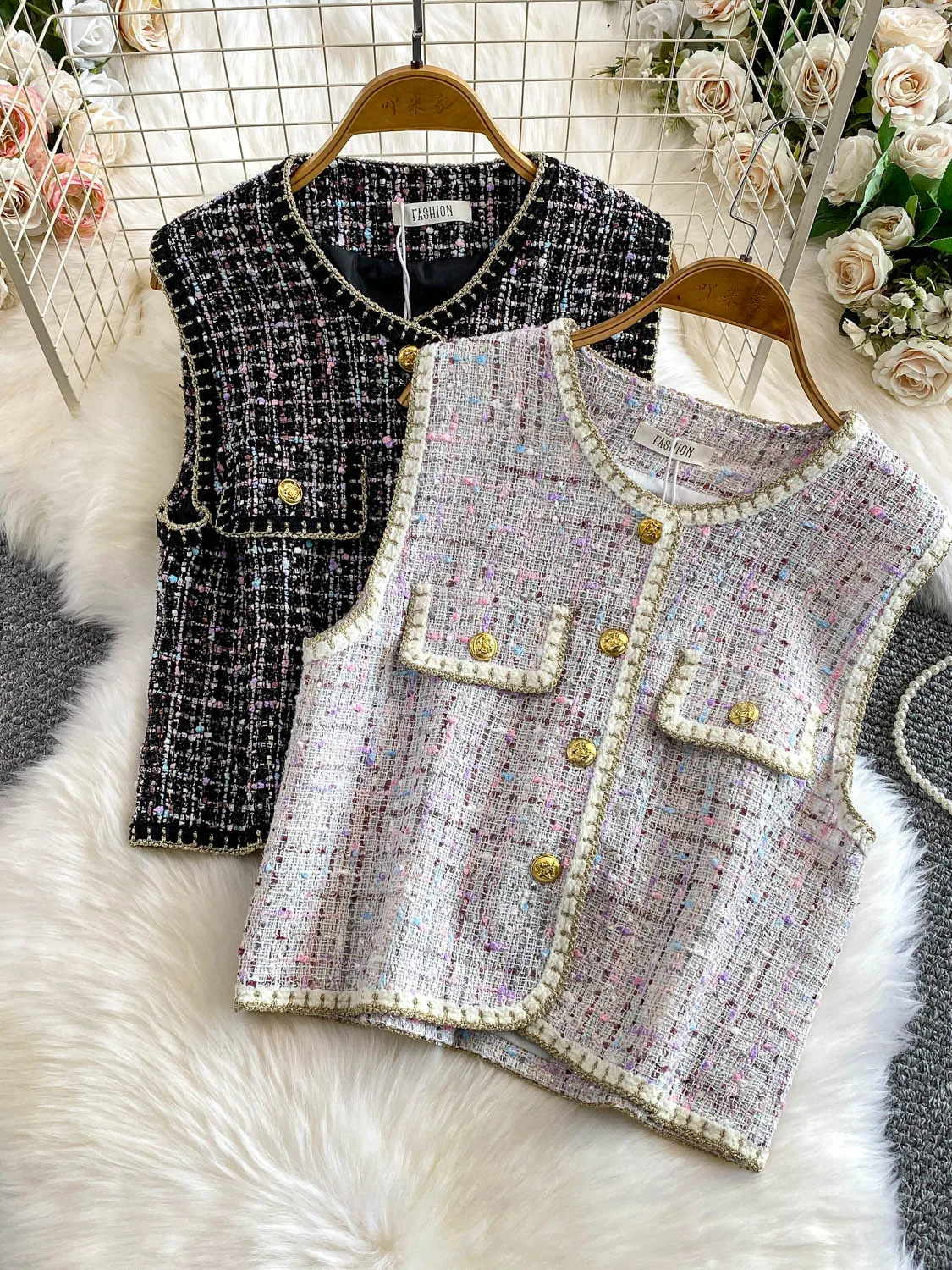 

Retro Knitted Vest Women's Slim Fit round Ne Dot Top Button up Autumn Winter Faion Commute Sle Regular Length