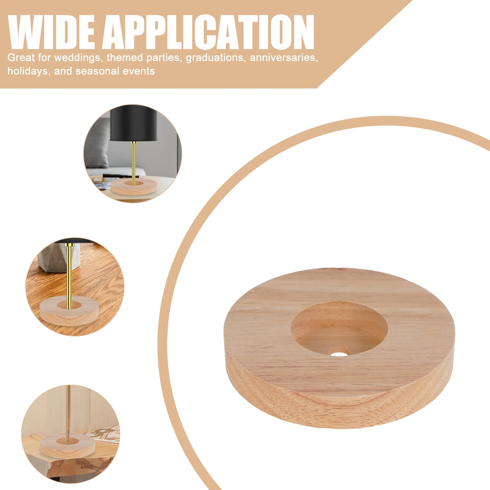 

2 Pcs Wooden Lamp Holder Round Base Desk Stable Lamps Pedestal Home Decor Only LED