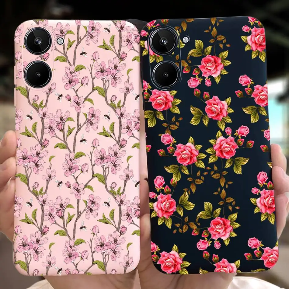 For Realme 10 2022 Fashion Girl Sunflower Yellow Phone Case For Realme10 RMX3630 4G Candy Color Soft Silicone TPU Cases