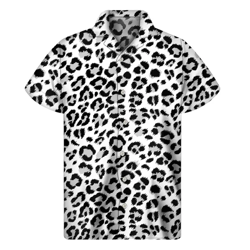 

Colorful Leopard Hawaiian Shirts For Men Clothing 3D Print Aloha Beach Button Shirt Summer Short Sleeve Street Tops Lapel Blouse