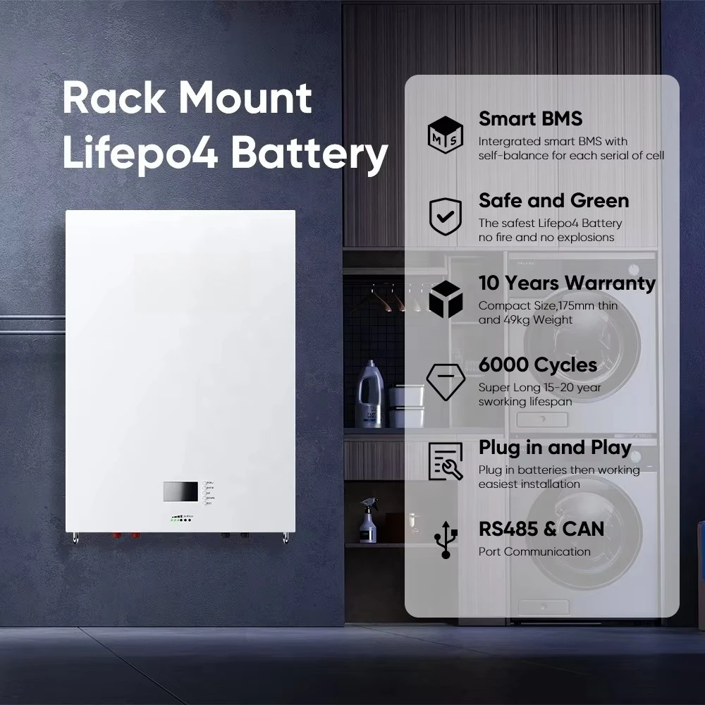 Sunpal Lifepo4 بطارية ليثيوم الشمسية 48V 200Ah 51.2V 5Kwh 10Kwh 15Kwh 300Ah الحائط ليثيوم Lifepo4 تخزين البطارية الشمسية #2