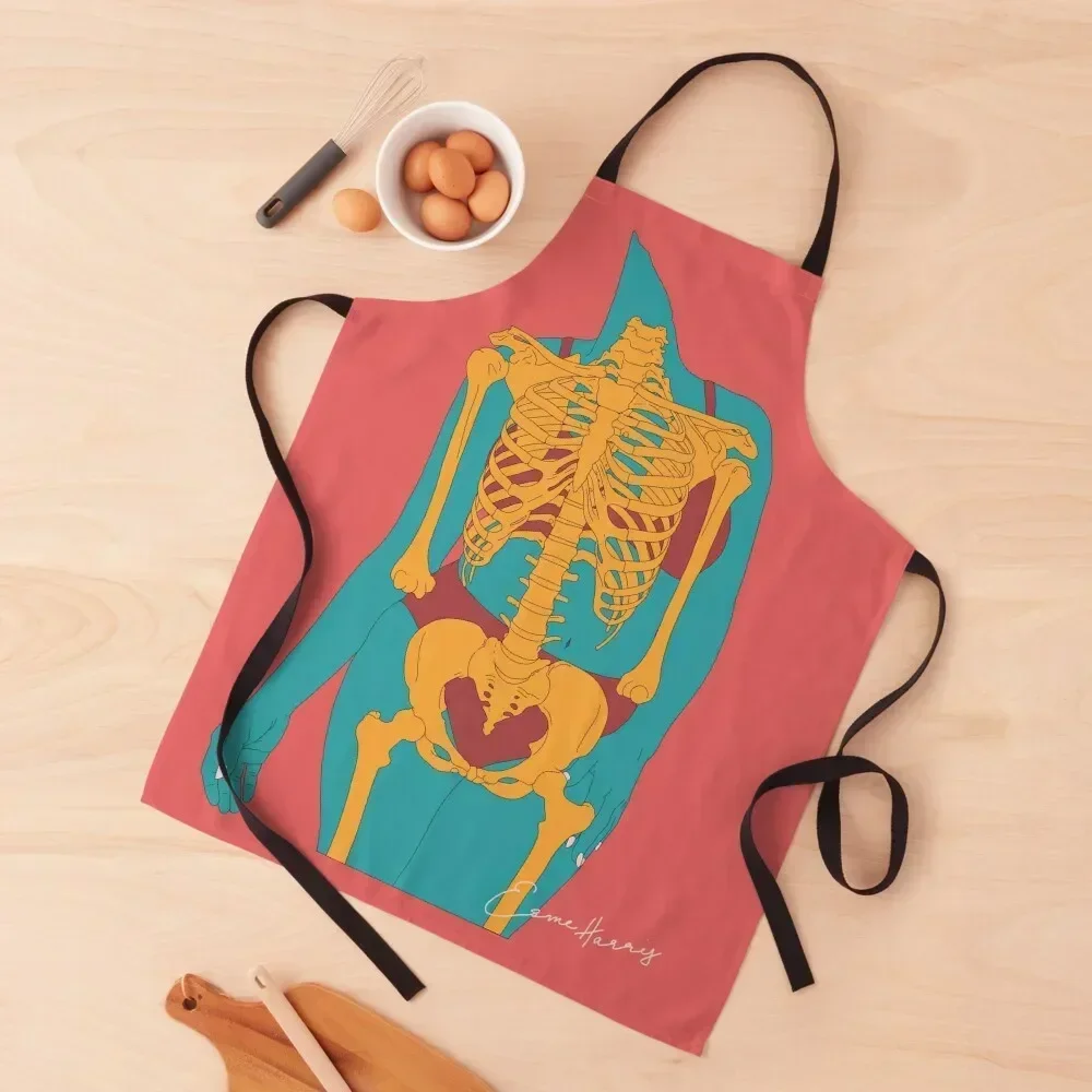 

Bikini skeleton artwork with blue body Apron Sexy For Woman Customizable Kitchen Supplies Idea Goods Apron