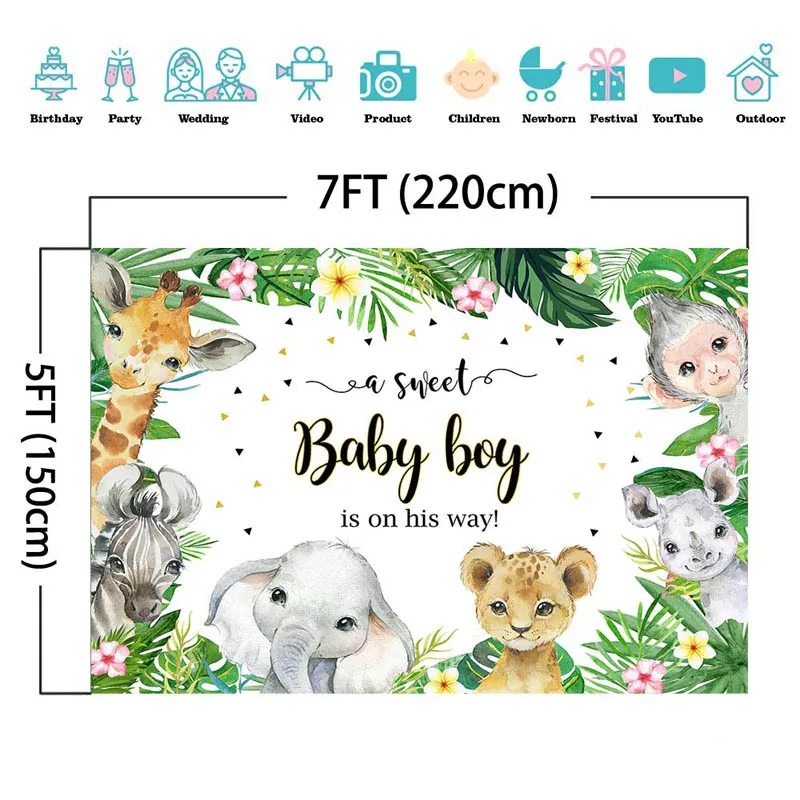 طفل رضيع حلو على طريقه خلفية سفاري موضوع الغابة الاستوائية الحيوان الدعائم الاطفال عيد ميلاد صورة خلفية استوديو الصور