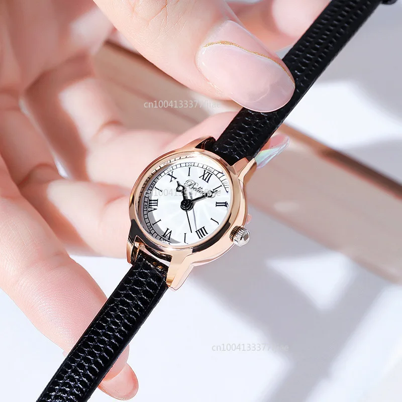 2024 Classic Simple Women Watch Roman Numeral Dial Luxury Rose Gold Watch Case  Lady Wristwatch Holiday Best Gift Relojes