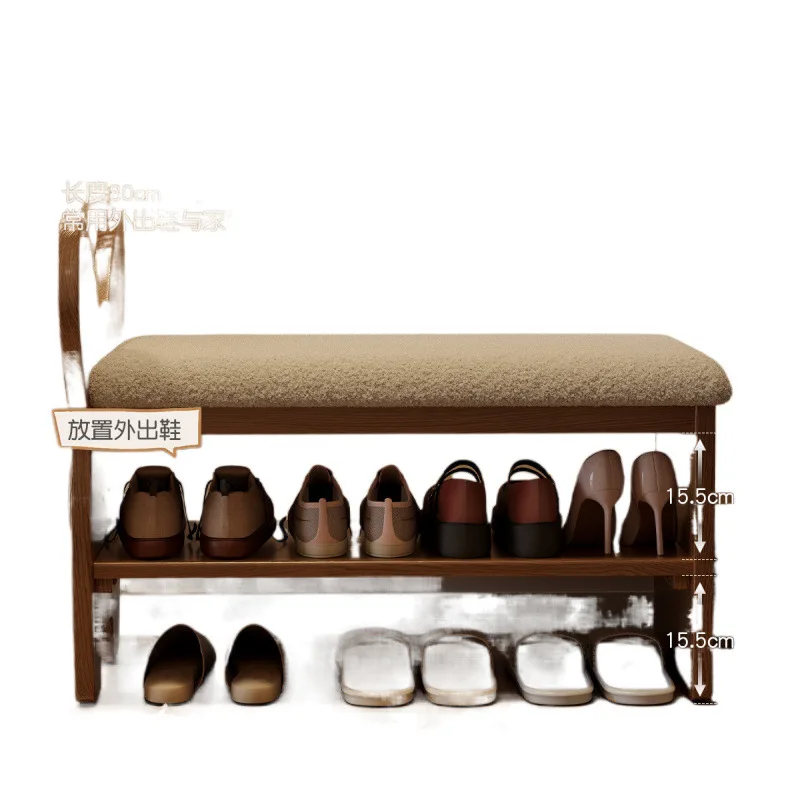

Solid wood puppy shoe changing stool dressing mirror creative shoe rack shoe stool