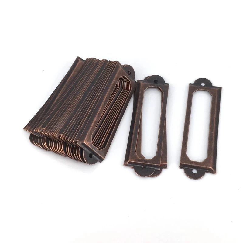 10PCS Metal Iron Antique Label Frame Drawer Box Case Chest Bin Cabinet Card Label Holders 60mmx17mm