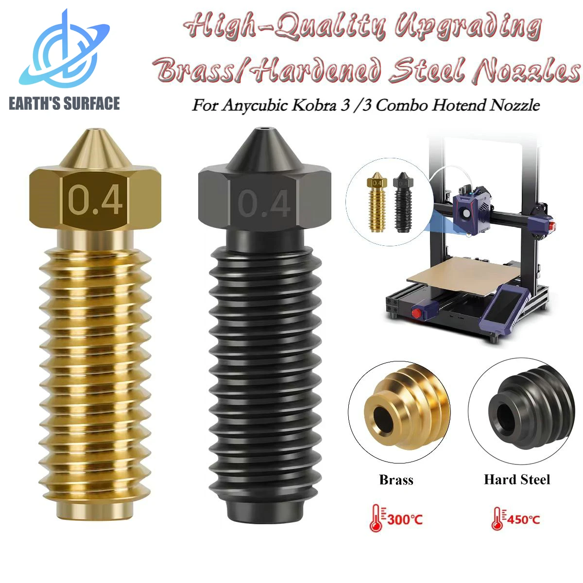 DB-3D Printer Parts Kobra 3 /3 Combo Hotend Nozzle High-Quality Upgrading Brass/Hardened Steel Nozzles For Anycubic Kobra3 Parts