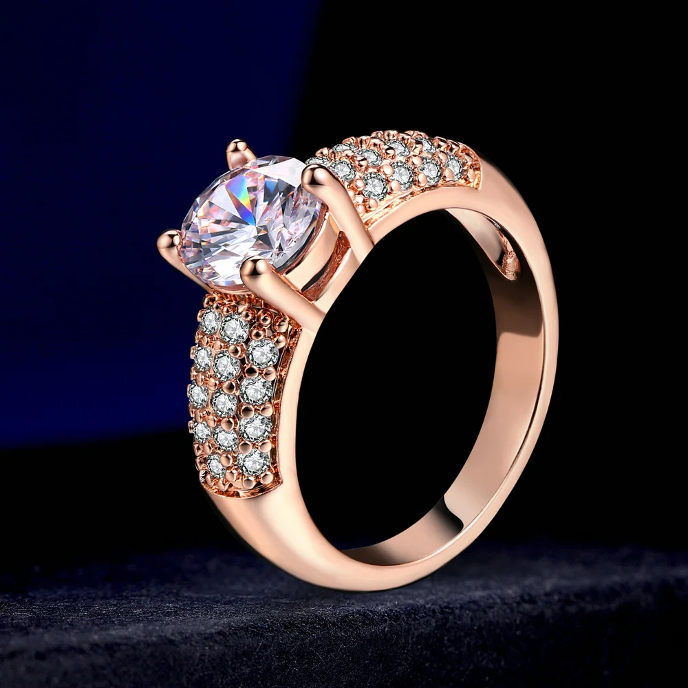 Classic Wedding/Engagement Ring For Women AAA+Cubic Zirconia Crystal Rose Gold Color Fashion Jewelry anel DWR105M