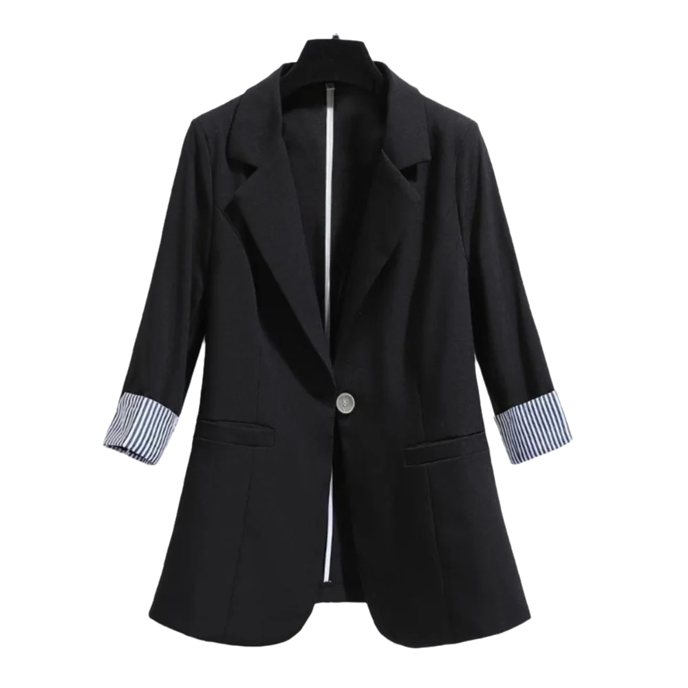 

Simple Stripe Elegant Suit Jacket Casual Long Sleeve Suit Coat Women Plus Size Loose Professional Office Blazer Women