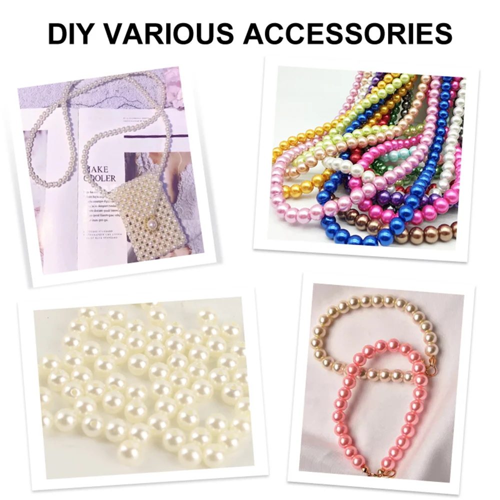 3mm-12mm Mix size Pure White/Pearl wtraight holes round imitation plastic pearl beads for needlework & Jewelry Making