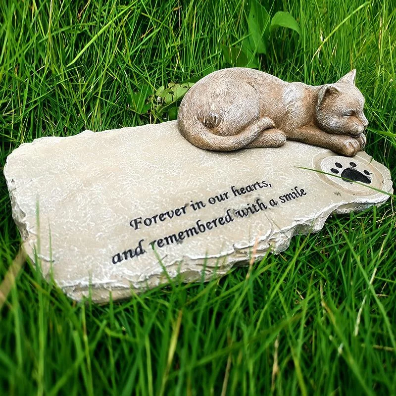 Cat Tomb Pet Gravestone Memorial Stone Tombstone Cat Paw Print Animal Funeral Garden Decor