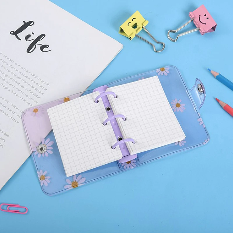 Mini Carpeta de margaritas de 3 agujeros, organizador de notas, cuaderno, diario, carpeta de anillas, suministros escolares Kawaii