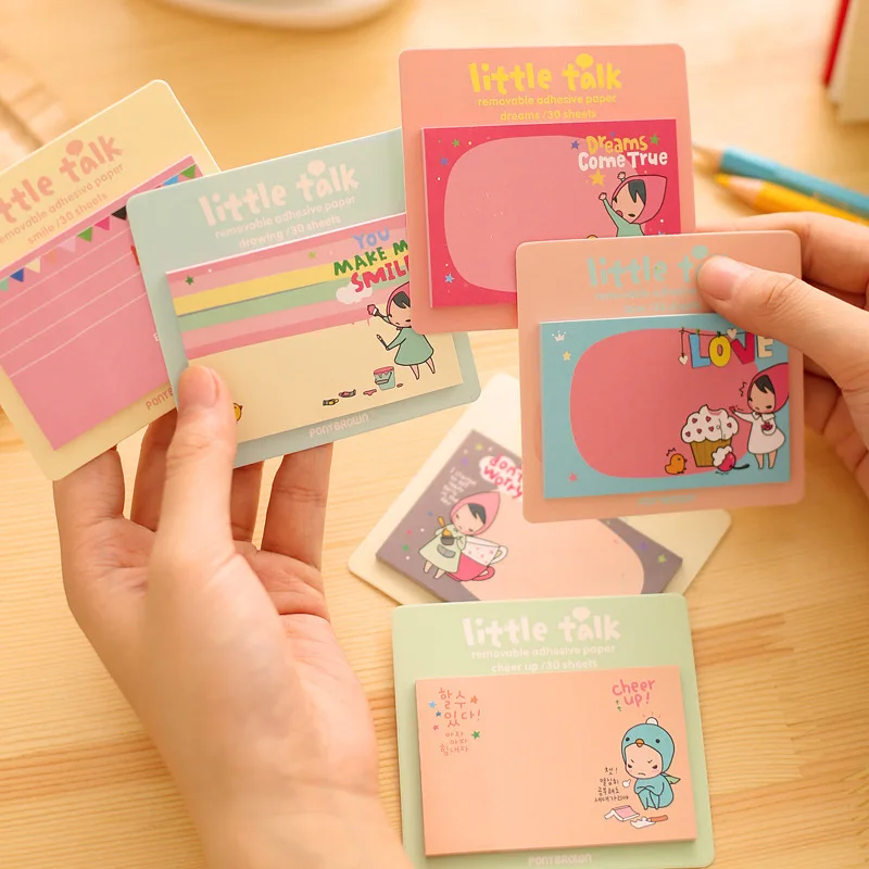 50 Pcs Cute Korean Stationery Sticker Cartoon Creative Notebook  Sticky Notes  Memo Pad  Kawaii Stickers