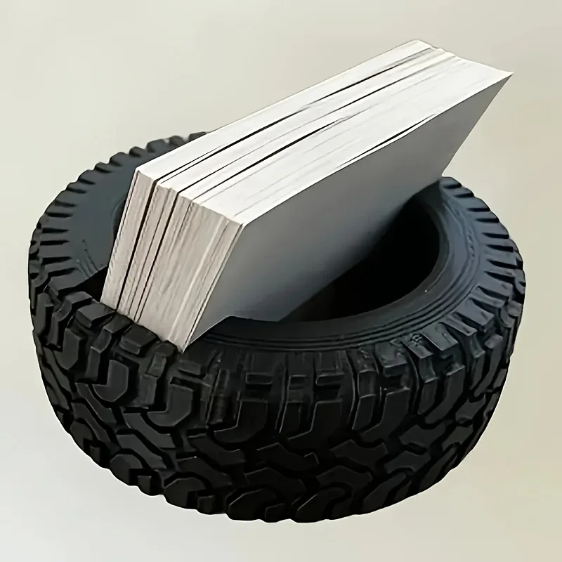 

1Pc Tire Shaped Business Card Holder Stylish Desktop Organizer Practical Office Desk Storage Decor Ornament